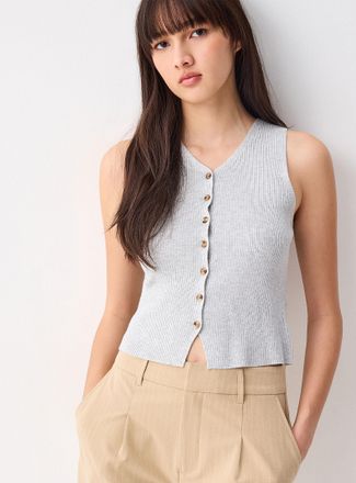 Twik Womens Buttoned rib-knit vest