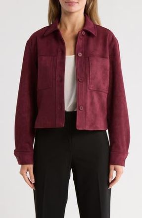 T Tahari Crop Faux Suede Jacket in Windsor Wine at Nordstrom Rack, Size X-Large