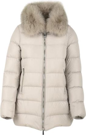 Moorer Dorado Coat - Dames - Gewatteerde jassen - Beige - S - Leer - Jassen