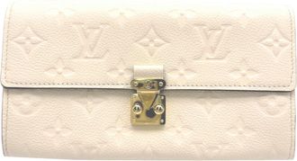 Louis Vuitton Beige Leather Long Wallet (Bi-Fold) (Pre-Owned)