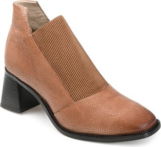 Journee Collection Womens Genuine Leather Stylla Square Toe Stacked Ankle Booties