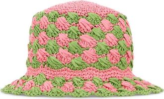 Prada Two Tone Raffia Bucket Hat