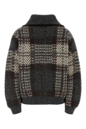 Brunello Cucinelli Womens Embroidered Mohair Blend Cardigan Avorio-Piombo-Antracite Maglieria Avorio/piombo/antracite Sweater