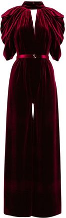 Saiid Kobeisy velvet jumpsuit - Red