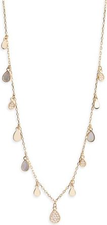Argento Vivo Mother-of-Pearl & Cubic Zirconia Teardrop Charm Necklace in Gold at Nordstrom