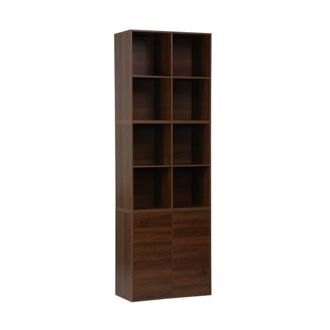 Sweeek Estanter&iacute;a modular, 8 nichos, 2 puertas, nogal