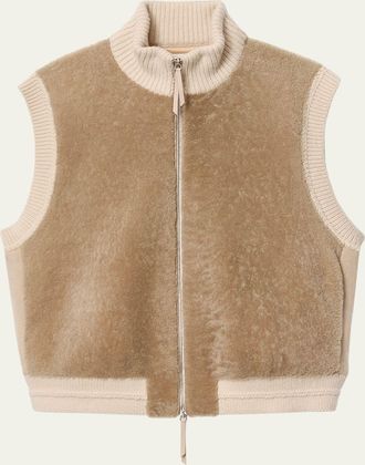 Lafayette 148 New York x The Morning Show Shearling & Camel Hair Vest