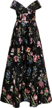 Marchesa Alex floral-embroidered gown - women - Polyester - 10 - Black