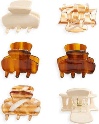 Tasha Assorted 6-Pack Mini Jaw Hair Clips in Neutral Combo at Nordstrom
