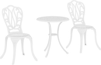 OUTSUNNY 3 Piece Patio Bistro Set Outdoor Table Set With Umbrella Hole White - Bronze Tone | TJ Hughes