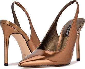 Nine West Feather Pump Womens Bronze Metallic Pointed Toe Slingback GAL413