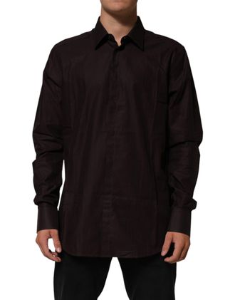 Dolce & Gabbana Brown Cotton LongSleeve MARTINI Dress Mens Shirt