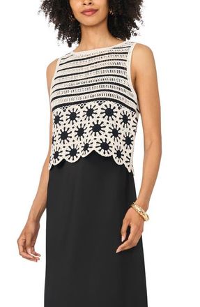 Vince Camuto Crocheted Tank with Slipdress in Rich Black at Nordstrom, Size X-Small P
