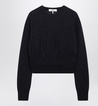 Chlo&eacute; Navy Alpaca-Blend Sweater