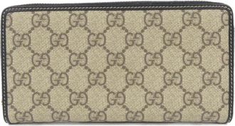 Gucci Beige Black Gg Canvas Long Wallet (Bi-Fold) (Pre-Owned)