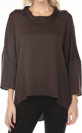 Joseph Ribkoff Cowl Neck Satin Boxy Tunic Top In Mocha