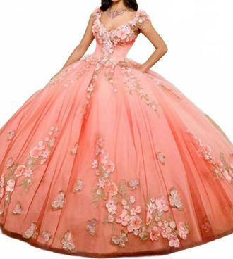 Rachel Allan Womens Quinceanera Gown In Coral Omber