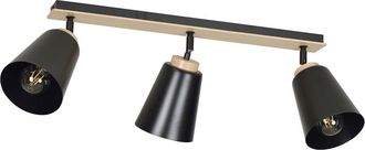 Wonderlamp Regleta de techo nórdico con 3 focos orientables negro y madera
