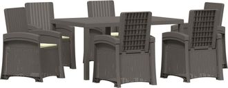 vidaXL Conjunto De Comedor De Jard&iacute;n 7 Uds. Gris Claro Y Crema Pp Vidaxl