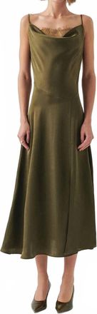 Exquise Macy Cowl Neck Sleeveless Midi Dress In Green