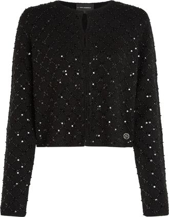 Karl Lagerfeld Cardigan a coste con paillettes - Nero