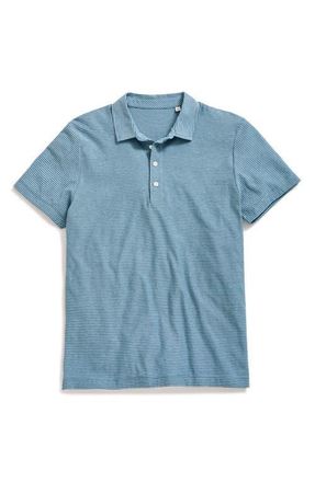 Billy Reid Pensacolo Stripe Polo in Steel Blue/carbon Blue at Nordstrom, Size Large