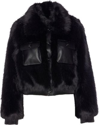 Liu Jo Cropped Button-Up Jacket With Plush Faux Fur