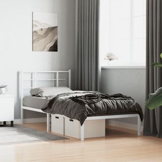 vidaXL Giroletto Con Testiera Metallo Bianco 90x190 Cm Vidaxl