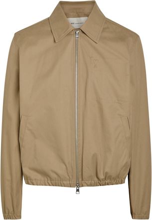 Ami Ami Paris Embossed-logo Cotton Jacket - Taupe - XL