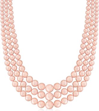 Ross-Simons 6-12mm Pink Shell Pearl 3-Strand Necklace With Sterling Silver