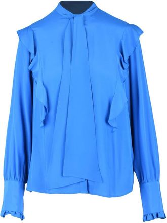 Dondup Zijden Blend Shirt - Dames - Blouses - Blauw - S - Overhemden
