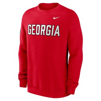 Nike Georgia Sideline Club Nike Mens College Pullover Crew in Red | 02TT65NUGV-R0M