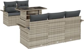 vidaXL Vidaxl - Garden Sofa Set with Cushion 6 pcs Light grey Poly rattan