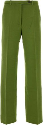 Miu Miu Green Straight Flat Front Pants