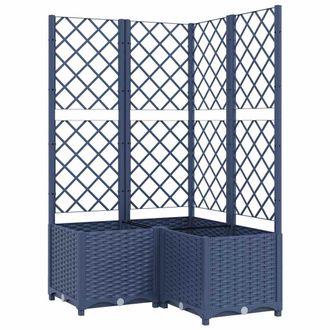 vidaXL Jardinera Con Enrejado Pp Azul Gris 80x80x136 Cm Vidaxl