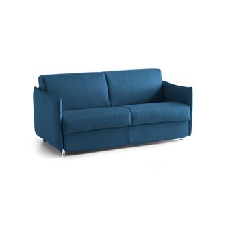 Dmora Sof&aacute; Cama 2 Plazas Follina, Desenfundable, Con Almacenamiento, Hecho En Italia, Apertura Abatible, 160x95 Cm Azul