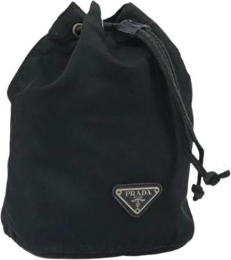 Prada Pre-owned Bucket Bags, female, Black, Size: ONE SIZE Pre-owned Nylon Pouch