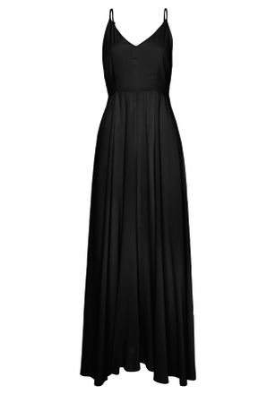Lascana Maxikleid LASCANA, Damen, Gr. 34, N-Gr, schwarz, Web, Obermaterial: 100% Viskose, unifarben, figurumspielend bodenlang, V-Ausschnitt, Kleider Maxiklei