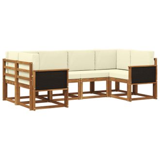 vidaXL Conjunto De Sof&aacute;s De Exterior Con Coj&iacute;n 6 Pcs Natural Y Crema Vidaxl