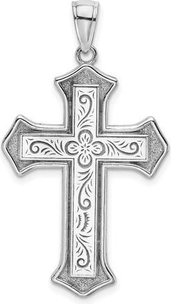 Diamond2Deal 14k Gold 2-D Filigree Center Block Cross Charm Pendant