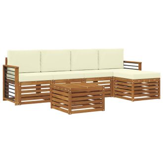vidaXL Conjunto De Sof&aacute;s De Exterior Con Coj&iacute;n 6 Pcs Natural Y Crema Vidaxl
