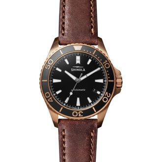 Shinola Monster Automatic Strap Watch, 43mm in Teak/Black/Bronze at Nordstrom