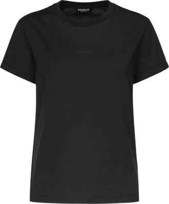 Dondup T-shirt girocollo con logo ricamato - Nero