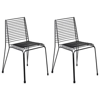 Beliani Conjunto De 2 Sillas De Jard&iacute;n De Metal Apilables Para Exteriores Negro Chieve
