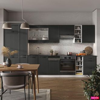 Vicco Mueble De Cocina Fame-line, Antracita Casa De Campo/blanco, 355 Cm, Et M&aacute;rmol, Vicco