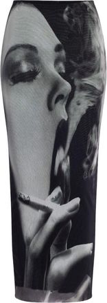 Jean Paul Gaultier High-Waisted Photographic Print Fitted Midi Skirt