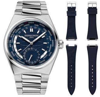 Frederique Constant Fr&eacute;d&eacute;rique Constant Highlife Worldtimer Heren Horloge Zilverkleurig FC-718N4NH6B