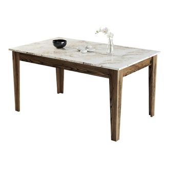 Dmora Mesa Fija Viverone, 6 Plazas, Rectangular, Soporta 120 Kg, 145x88x75h Cm, Nogal Marr&oacute;n