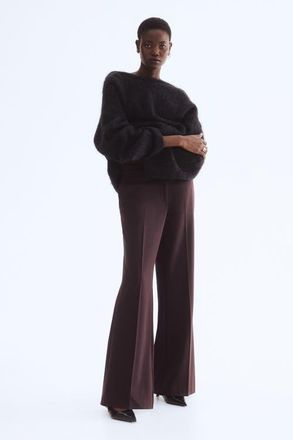 H&M Flared Tailored Trousers in Dark Brown at Nordstrom, Size 18