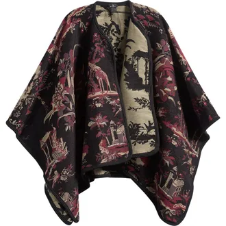 Etro Reversible Jacquard Cape in Black at Nordstrom
